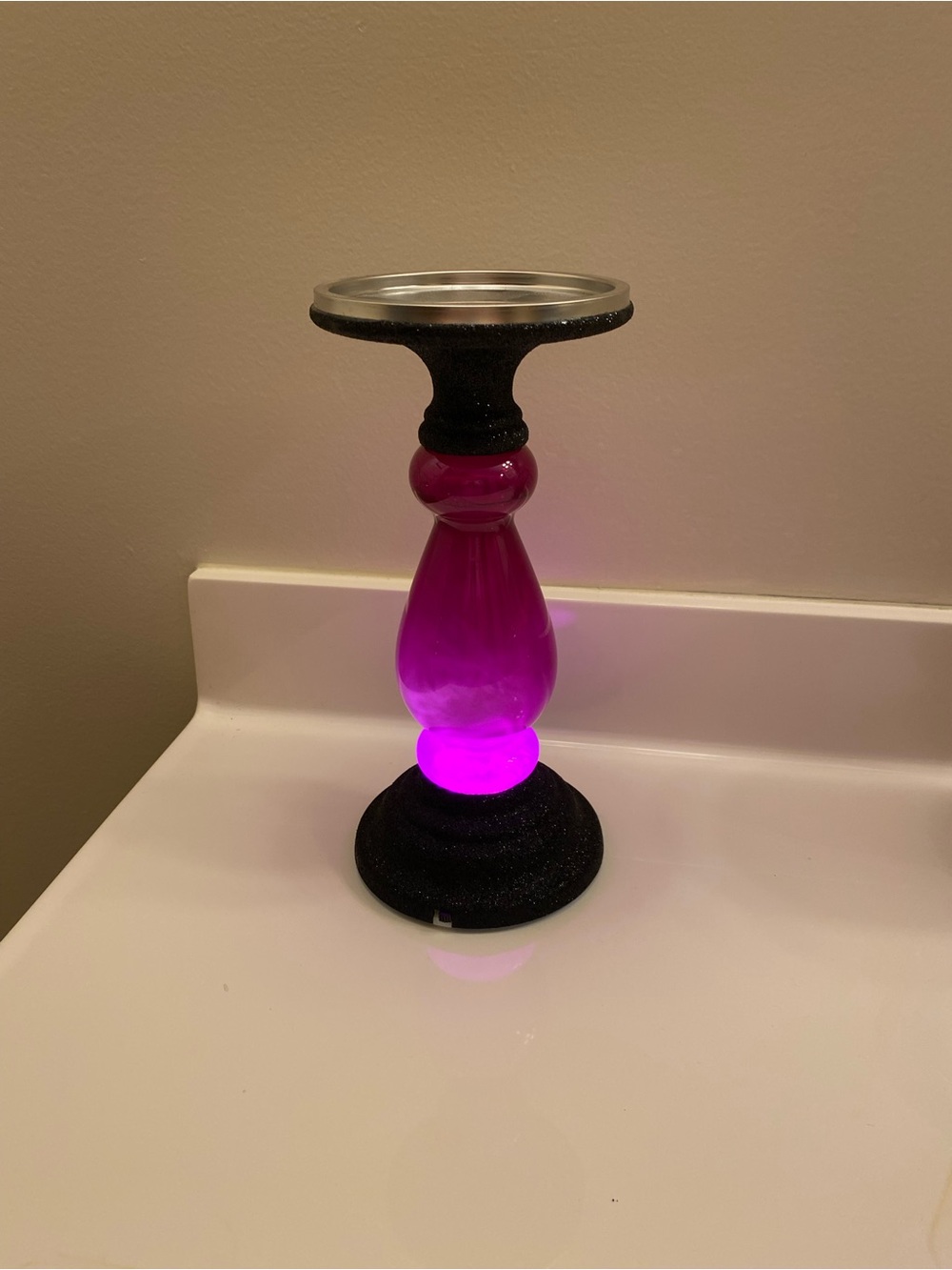 Bath and Body Works Halloween 3 wick candle holder Purple Lighted Swirling RARE